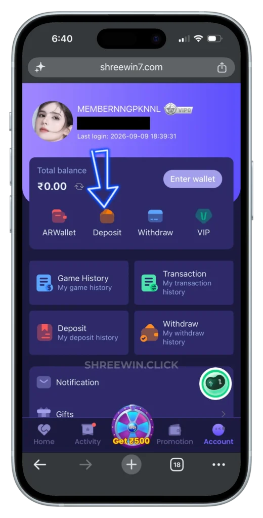 shree win deposit